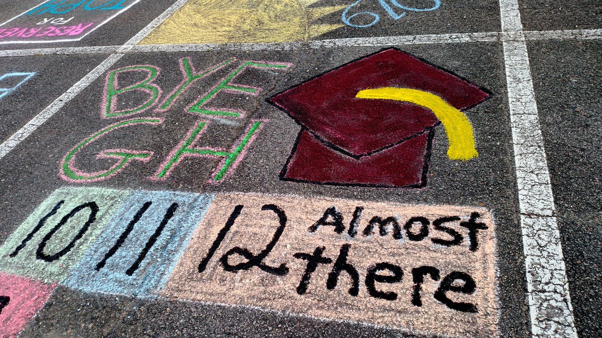 Chalking of the parking space.  Welcome to Senior year