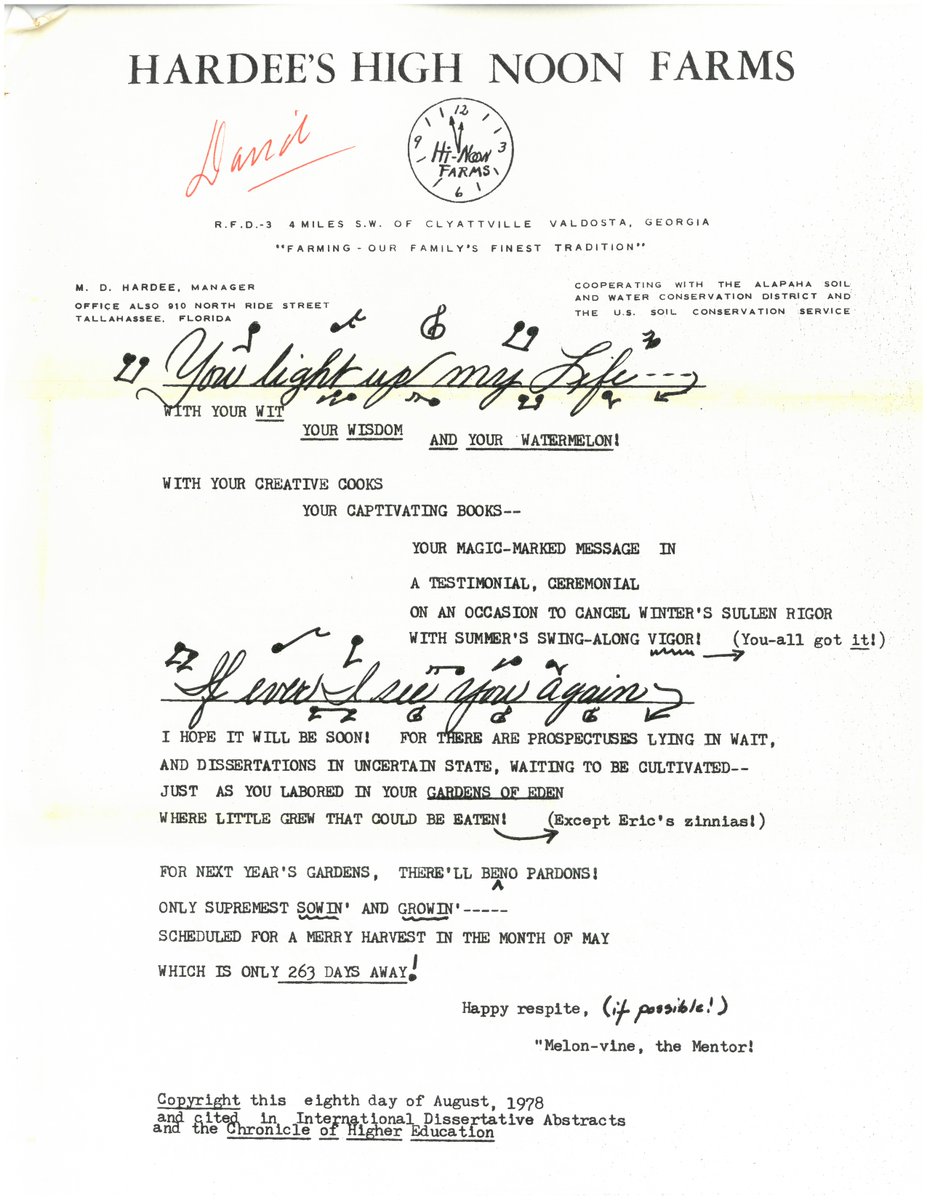 Happy #MelveneMonday! This week we have a letter from High Noon Farms written 40 years ago. Remember "You light up my life with your wit, your wisdom and your watermelon!"
Happy #firstdayofclasses from Melon-vine! #LifeNet
