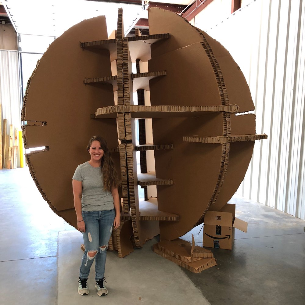 We've begun building the internal structure for the World's Largest Paper Ball. This internal structure is 10' tall! Want to join the movement to break the Guinness World Record? Visit hubs.ly/H0dxSgC0 #giantpaperball #imts2018 <a href="/IMTSchicago/">IMTS</a>