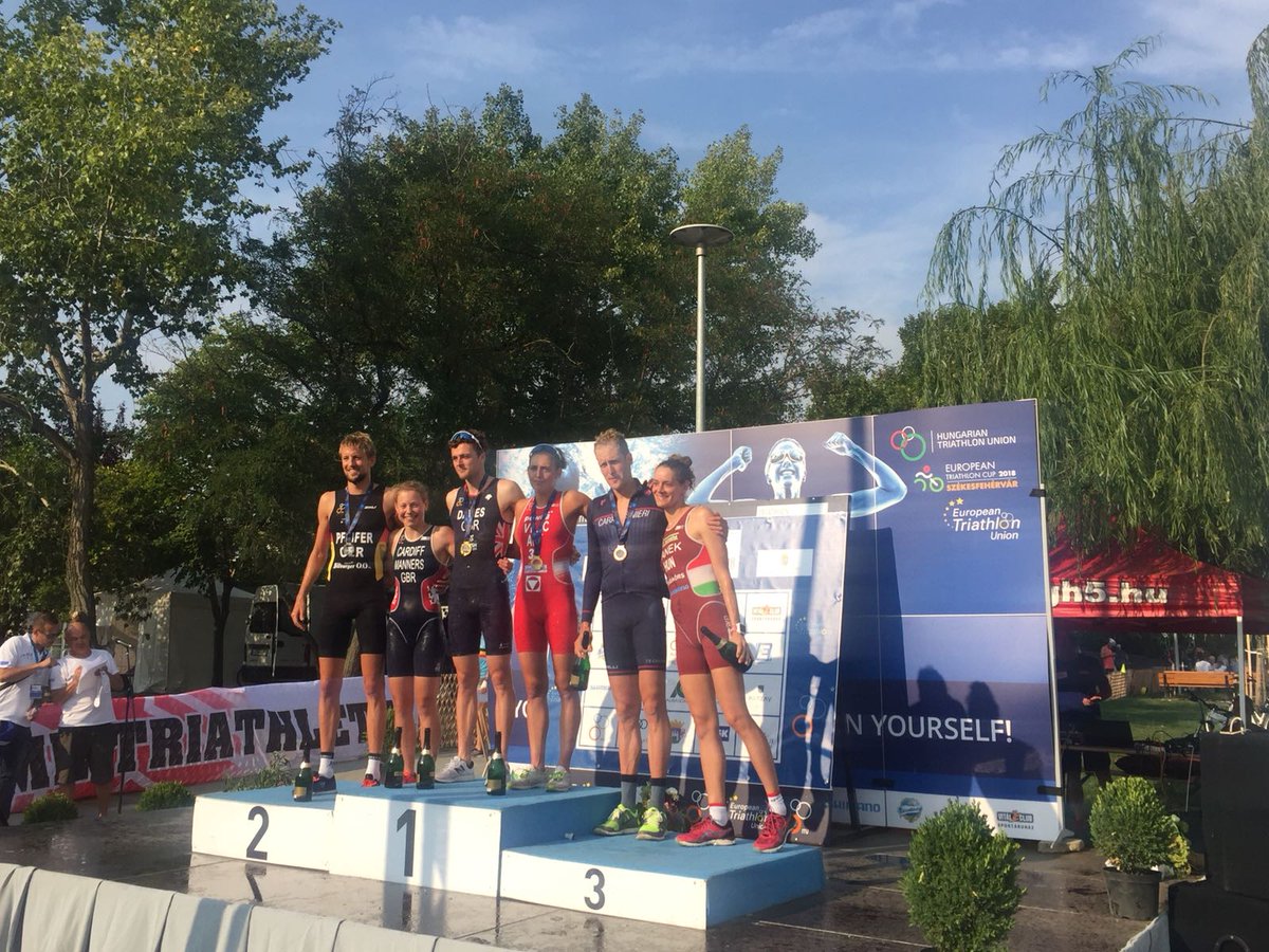 First <a href="/ETUtriathlon/">Europe Triathlon</a> race this year and chuffed to make the podium at Székesfehérvár European Cup 🥈.. going straight onto the next one this weekend at Quiberon FGP