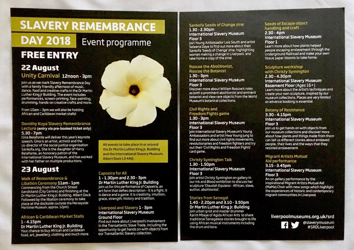 christysym's tweet photo. Events 23 Aug @SlaveryMuseum Brilliant Gina Belafonte keynote talk and her creative venture @Sankofa Lists my talk on gallery & clay workshop of my #OlaudahEQUIANO #sculpture #srd #Liverpool #ochra flower. Theme: Growth https://t.co/AbPBcFQ183