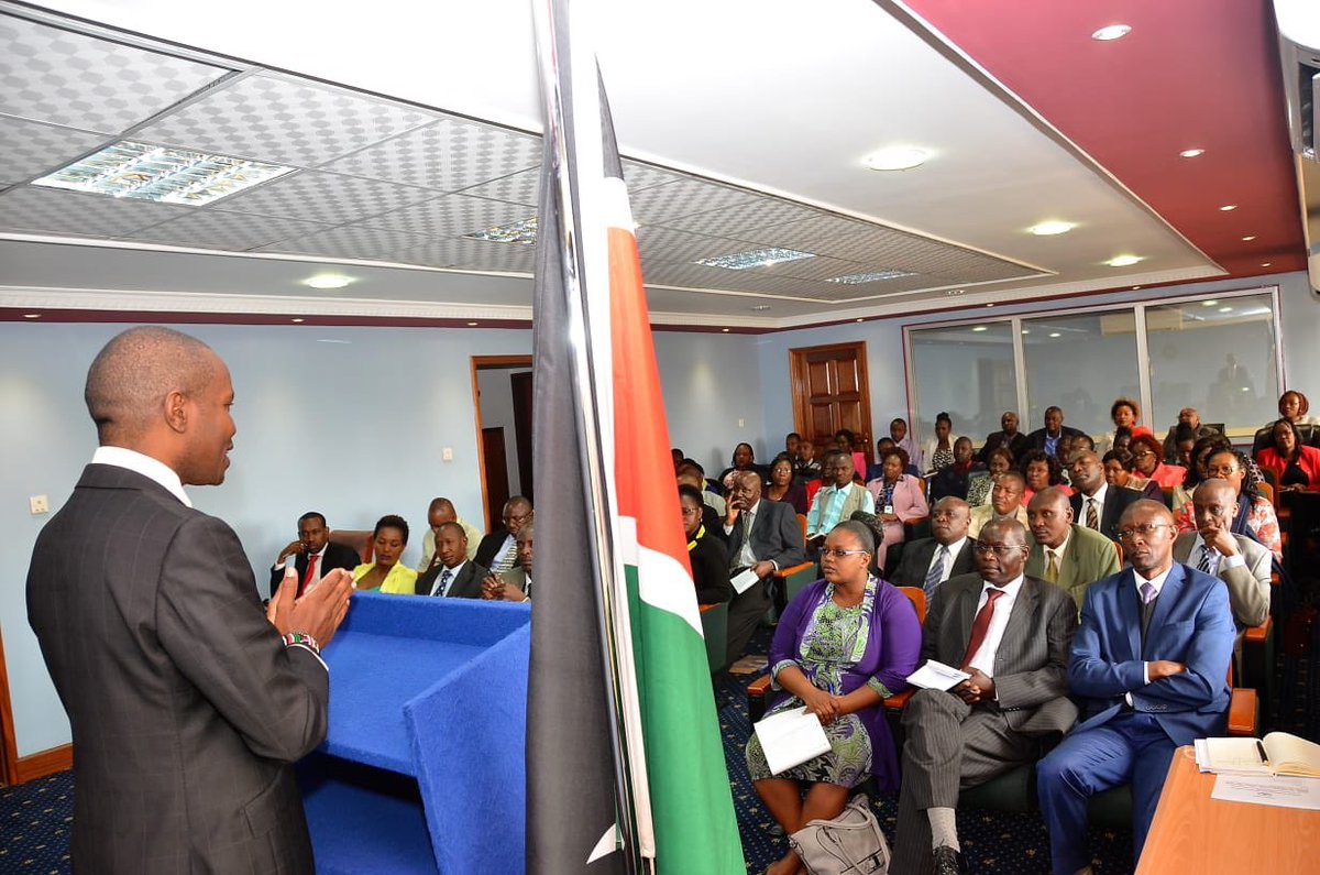 fhersy's tweet photo. CS @mucheru shared his vision with @MoICTKenya Information and Communications officers in Govt. Information Secretary @ManwaMagoma &amp; I also later shared expectations on stakeholder communications becoming more efficient and effective to deliver #big4agenda #transformingke #ict https://t.co/JOqkncHdG6