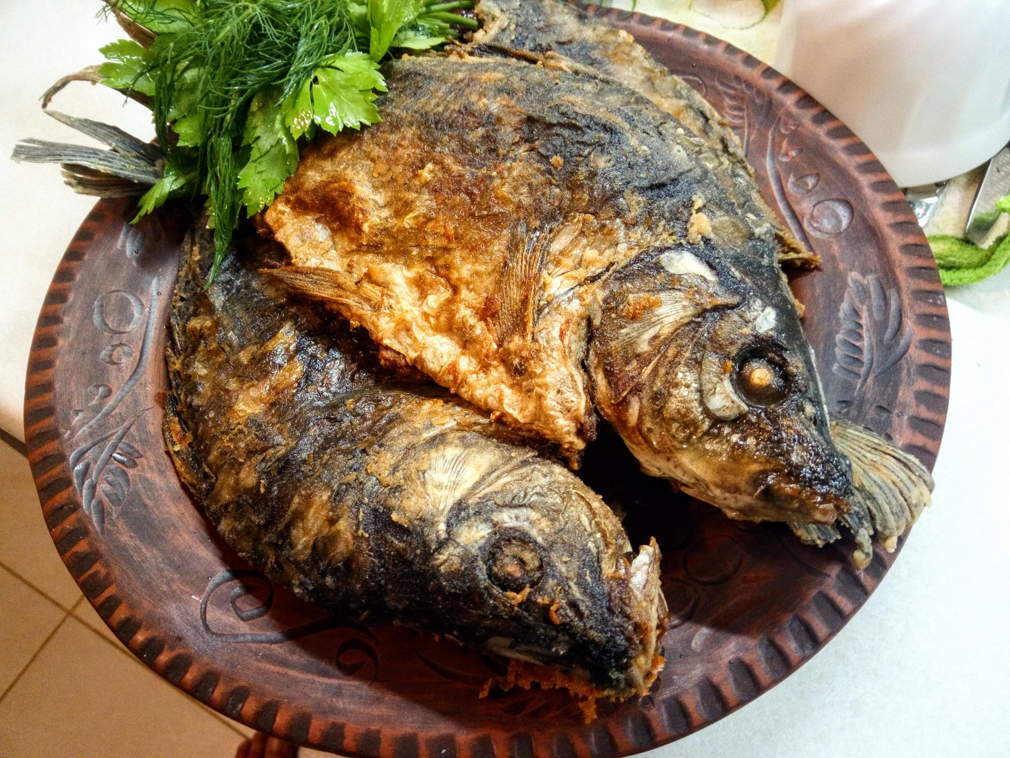 Жареный зеркальный Карп