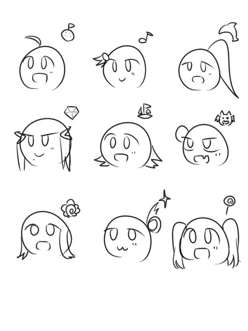 漫画の構成考える時、こんくらいキャラ簡略化して描くんだけど、
ダイヤ花丸がイマイチしっくりこない…画数多いし…
(右上のアイコンも描きやすさ重視で公式とは意図的に変えてます) 