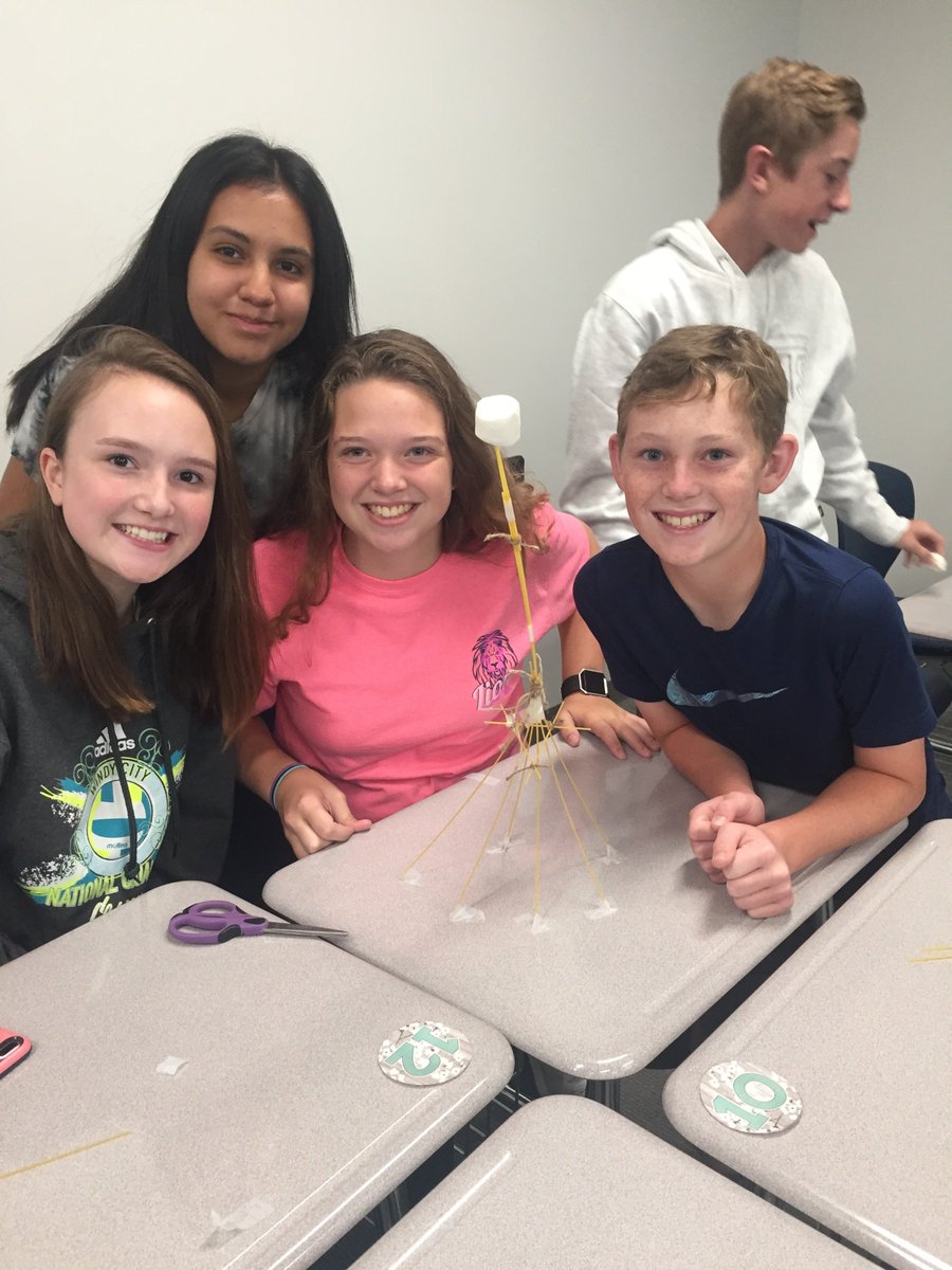 oakhillslions's tweet photo. Mrs. Hoffart's Algebra I students competed in the Marshmallow Challenge.  The students collaborated using limited supplies to build the tallest freestanding structure possible.  Lots of laughter! Lots of teamwork! And lots of FUN!!! 🦁🗼#teamwork #marshmallowengineering https://t.co/ATY37K6ir9