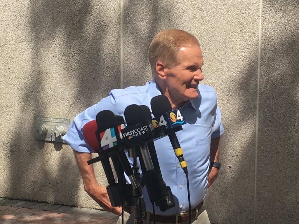 Senator Bill Nelson is addressing the media after the #JacksonvilleLandingShooting