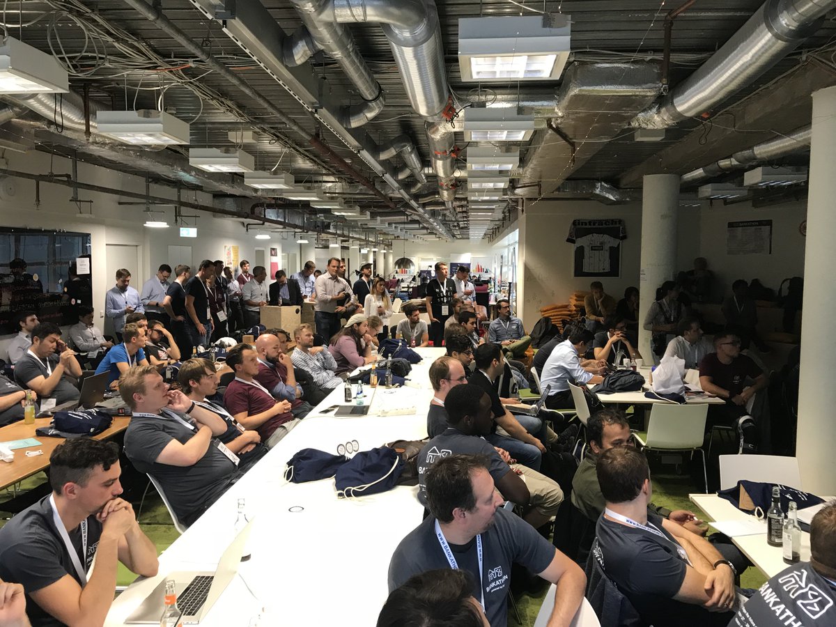 bankathon15's tweet photo. Full house @TechQuartier in Frankfurt! @figoAPI's @bankathon15 #6 just kicked off! 😍🎉 The tracks are presented already, now we are listening to the introduction of the API's! Let's rock the next days together and #ShapeTheFutureOfOpenBanking 🤘🏼 https://t.co/c69loc49vS