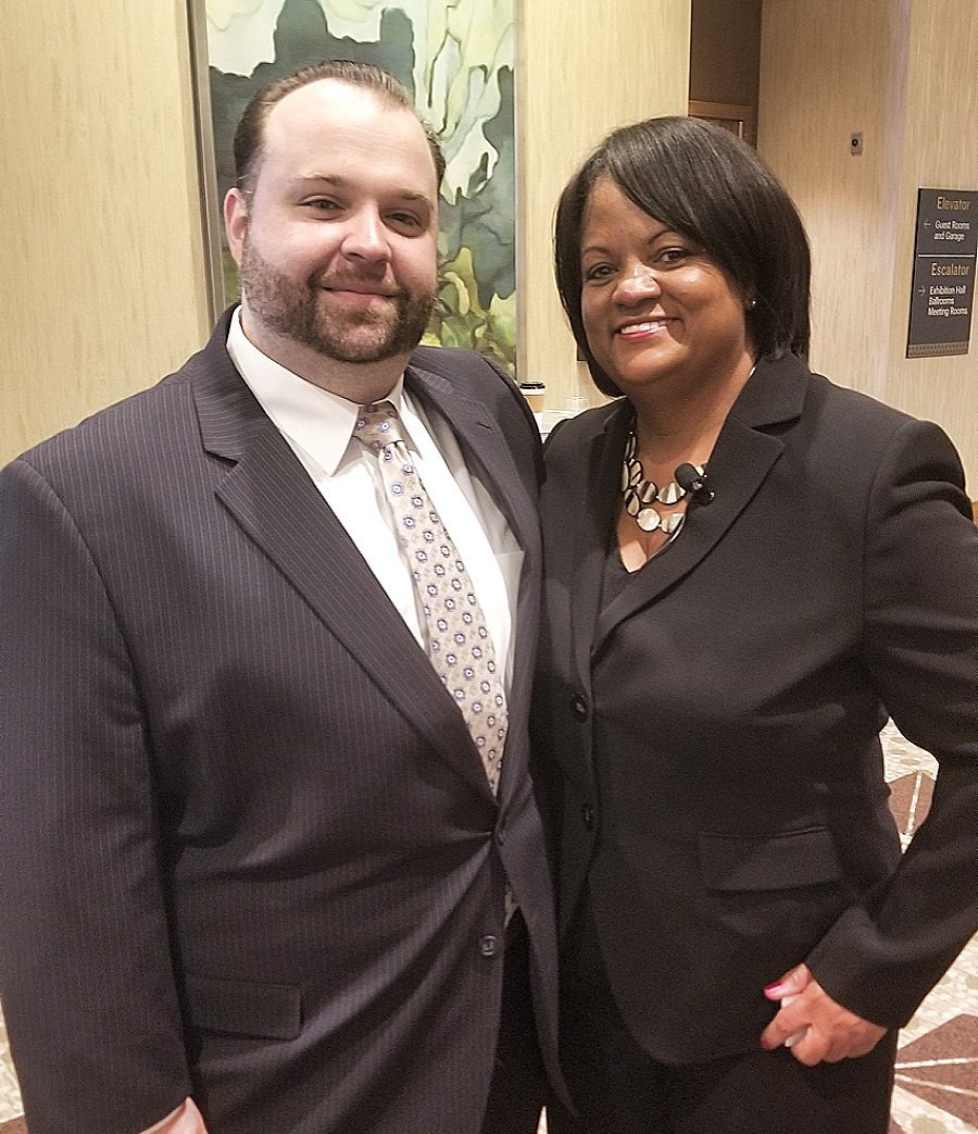 NAMPIconf's tweet photo. Thanks to @KPMG for sponsoring our keynote session! Pictured: Joeeph Cassano of @KPMG and @reginabenjamin, #nampi18 keynote speaker. https://t.co/zlp71VWgXU
