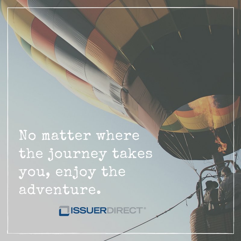 IssuerDirect's tweet photo. #Mondaymotivation #Motivationalmonday No matter where the journey takes you, enjoy the adventure. #isdr #issuerdirect #motivationalquotes #happymonday https://t.co/4t7Foj52m8