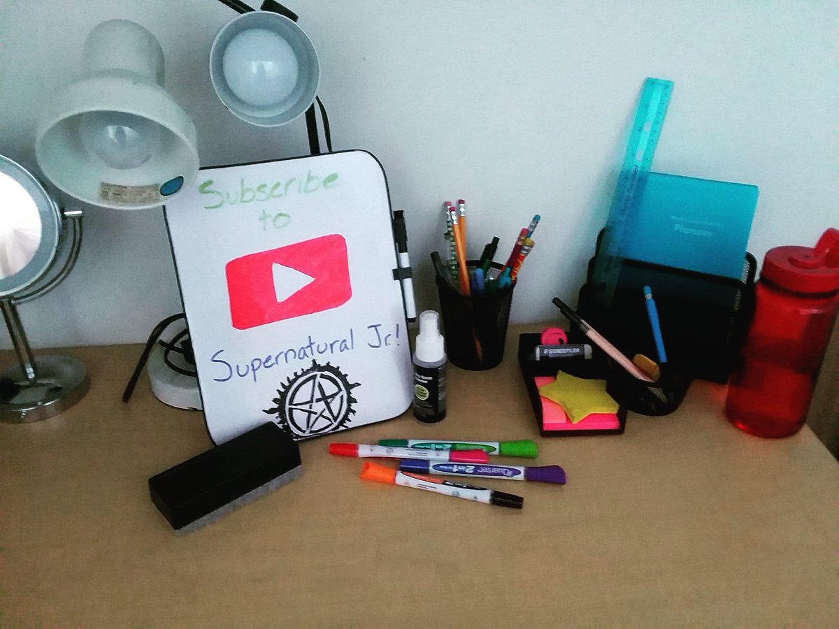 SupernaturalJr's tweet photo. It's time to head back to school! Celebrate it with watching Supernatural Junior on YouTube! #backtoschool #subscribe #gowatchit #binge #celebrate #drawing #whiteboard #schoolsupplies #youtube #youtubechannel #picture #webseries #supernaturaljr #supernatural #spnfamily https://t.co/sWzBktloYs