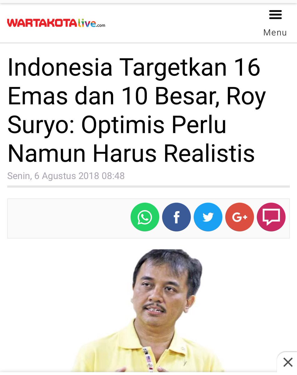 R_GUN4W4N's tweet photo. Walaupun Roy Suryo Mantan Menpora Pesimis, Alhamdulillah Cabang Pencak Silat Menyapu Bersih Medali Emas #keren20emas + 2 Medali Emas Cabang #SportClimbing yang membuat Lagu Indonesia Raya dikumandangkan di Asian Games 2018 ...🇮🇩💪

#AyoIndonesia #AsianGames2018 https://t.co/Gxh243Ye1Z