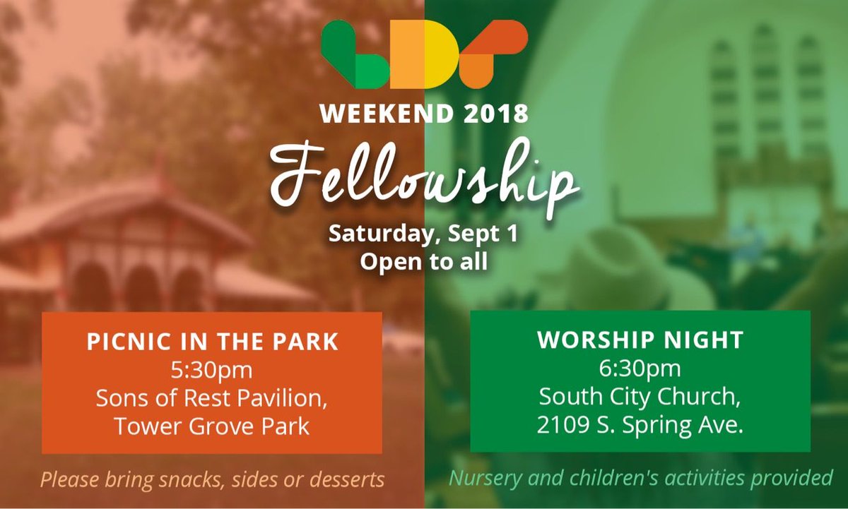 ldrweekend's tweet photo. Already in St. Louis but can't attend the conference? All are welcome Friday for the picnic (bring a dish) and Saturday for worship. Hope to see you there! #LDRWeekend2018 https://t.co/y3rXsAJjUt