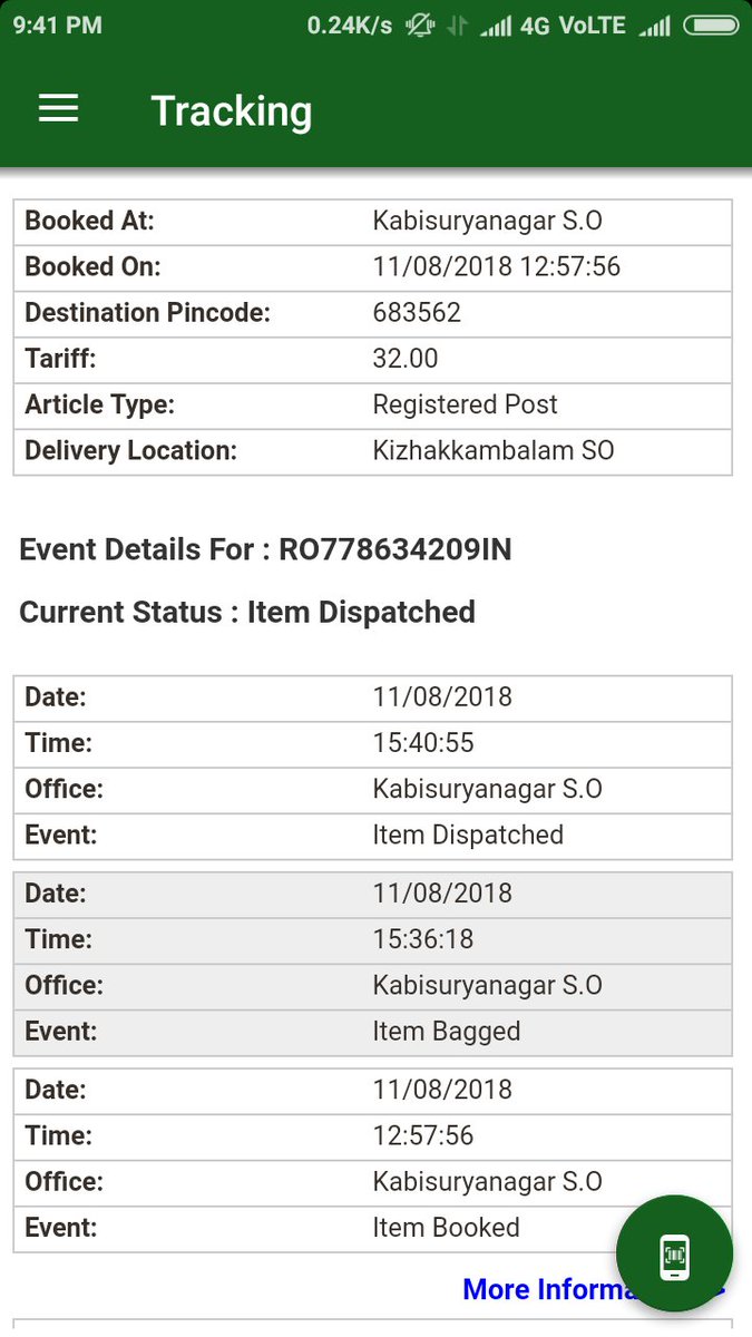 DTD 11:8:2018 me kabisuryanagar se book hua tha Lekin Abhi tak delivery nahi hua plz sir <a href="/IndiaPostOffice/">India Post</a> kuch action Kiya jaye @
