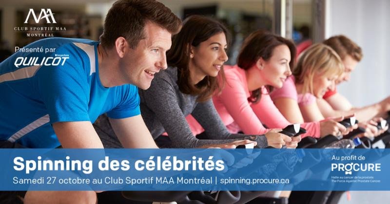 PROCUREqc's tweet photo. Le Spinning des Célébrités @PROCUREqc présenté par @BicyQuilicot aura lieu le 27 octobre @clubsportifmaa 🚴‍♀️Profitez dès aujourd'hui du tarif préférentiel valable jusqu'au 15/9 ✍️: https://t.co/Pd114QcicB https://t.co/U2hgvLCXuE