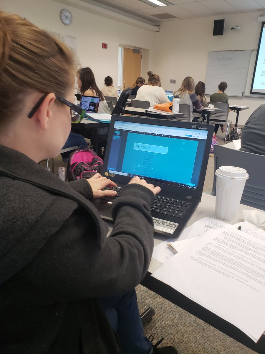 _Miss_Howard's tweet photo. @AlexWakeham1 and I working on our Prezi to name and describe the 3 stages of backward design. We are rocking this project!! @WSUVEdTech1 #wsuvEdTech https://t.co/xAquTjsXmP