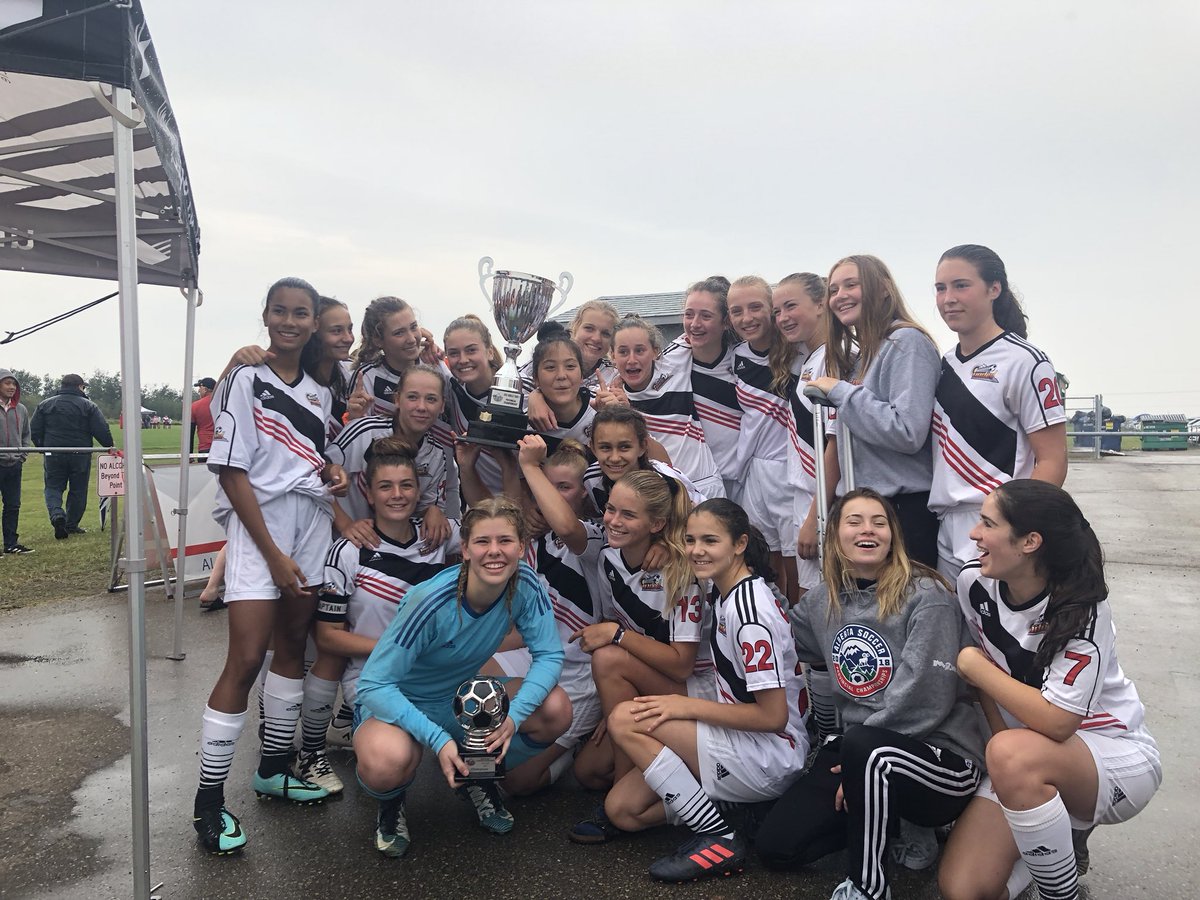 SWUPremiers03's tweet photo. After so much time, sacrifice and hard work, I couldn’t be prouder of these girls. An exciting Provincial final against @FoothillsU15WFC with end to end action, which ended in an overtime win. Thanks to all who came out to support!! #SWUPROUD #BleedRed https://t.co/hauGxK5uIw
