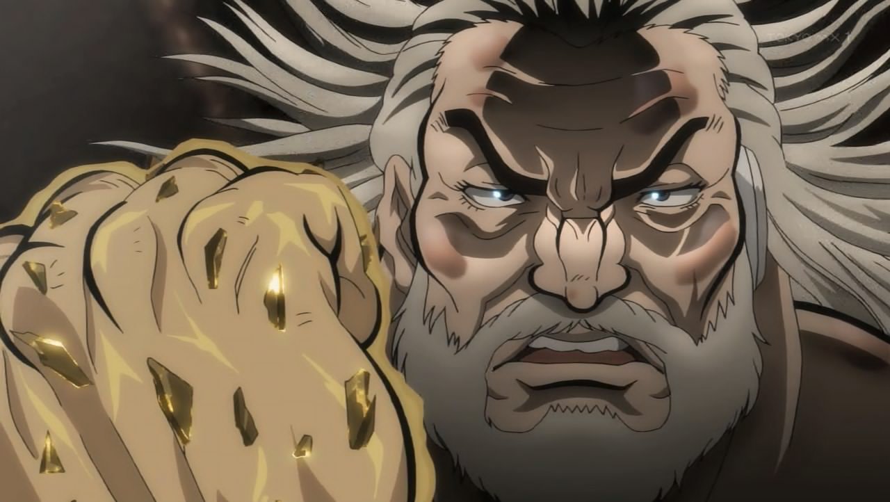 Aranime バキアニメ 18話 アリガトウ 烈海王はドイルを敗北寸前まで追い詰めるが 寸前で何者かの手により意識を奪われてしまう 武術格闘家を描く漢の物語で好きなのは 敵味方関係なく助けたり 恩を返したりする所 瀕死の相手を見捨てず助け