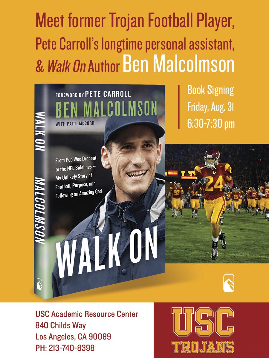 Book signing on Friday in LA at the USC bookstore! 6:30-7:30pm! #WALKON wmbooks.com/WalkOn
