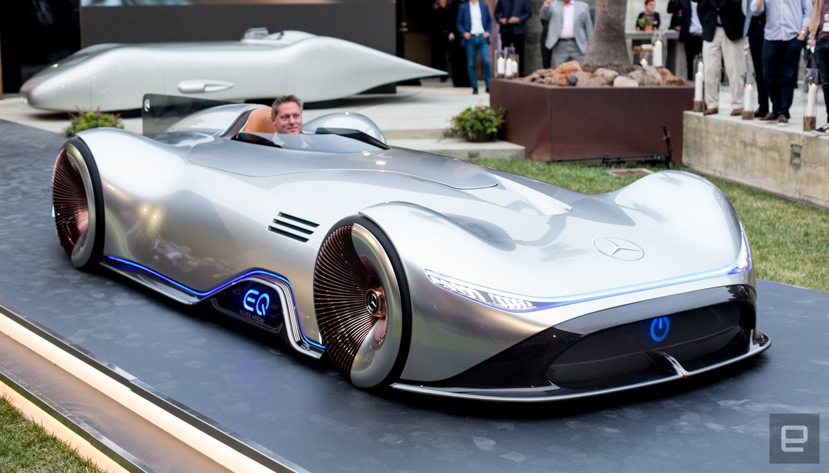 BJWarner2's tweet photo. Is it just me, or does the Mercedes-Benz EQ Silver Arrow look like something Speed Racer would drive? https://t.co/vZzK6e61S2
