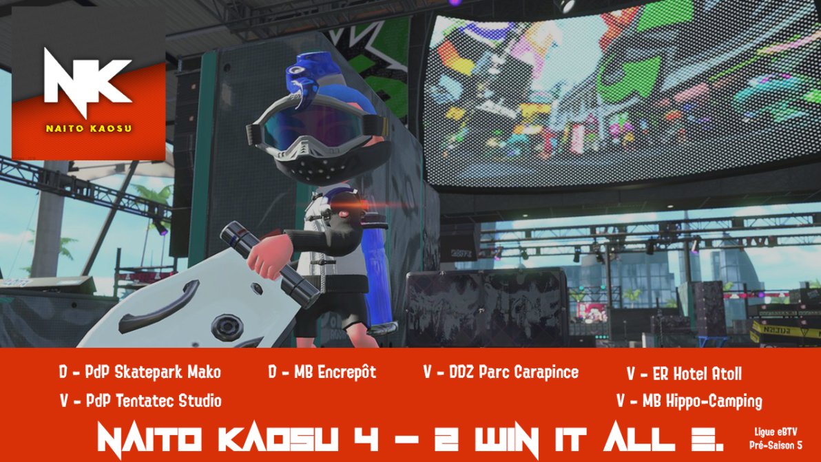 Naito_Team's tweet photo. La Naito Kaosu remporte son match de pré saison de ligue @eSportBrosTV 4 à 2 face à @WinItAllESports ⚔️

Bravo à tous 👊

#Splatoon2 #eSport https://t.co/OfiTSvpDHW