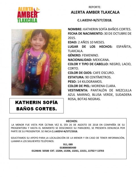 Imagen_Mx's tweet photo. ⚠#AlertaAmber⚠ Ayuda a la niña Katherin Sofía a volver a casa https://t.co/dINqCYrPtG https://t.co/YrO3xB0CSp