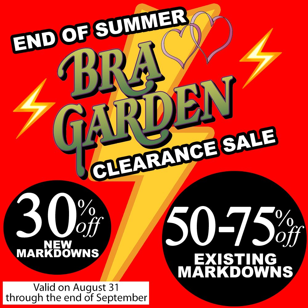 BraGarden's tweet photo. Get ready for big end of summer sale! Book your appointment early for the best selection: https://t.co/Xc1ZEwMqMX *All markdowns are final sale. https://t.co/h6eWiF3bCr