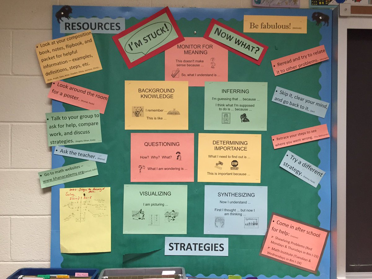 mmorrisjones's tweet photo. How might you get "unstuck" as a mathematician?  PEBC Lab Host Tracey Shaw's students leverage the Thinking Strategies to solve complex problems. @PEBCorg @CCSDK12  @wendywardhoffer #ThinkingStrategies #TSI #TeachforUnderstanding https://t.co/OwMYOv4e4i