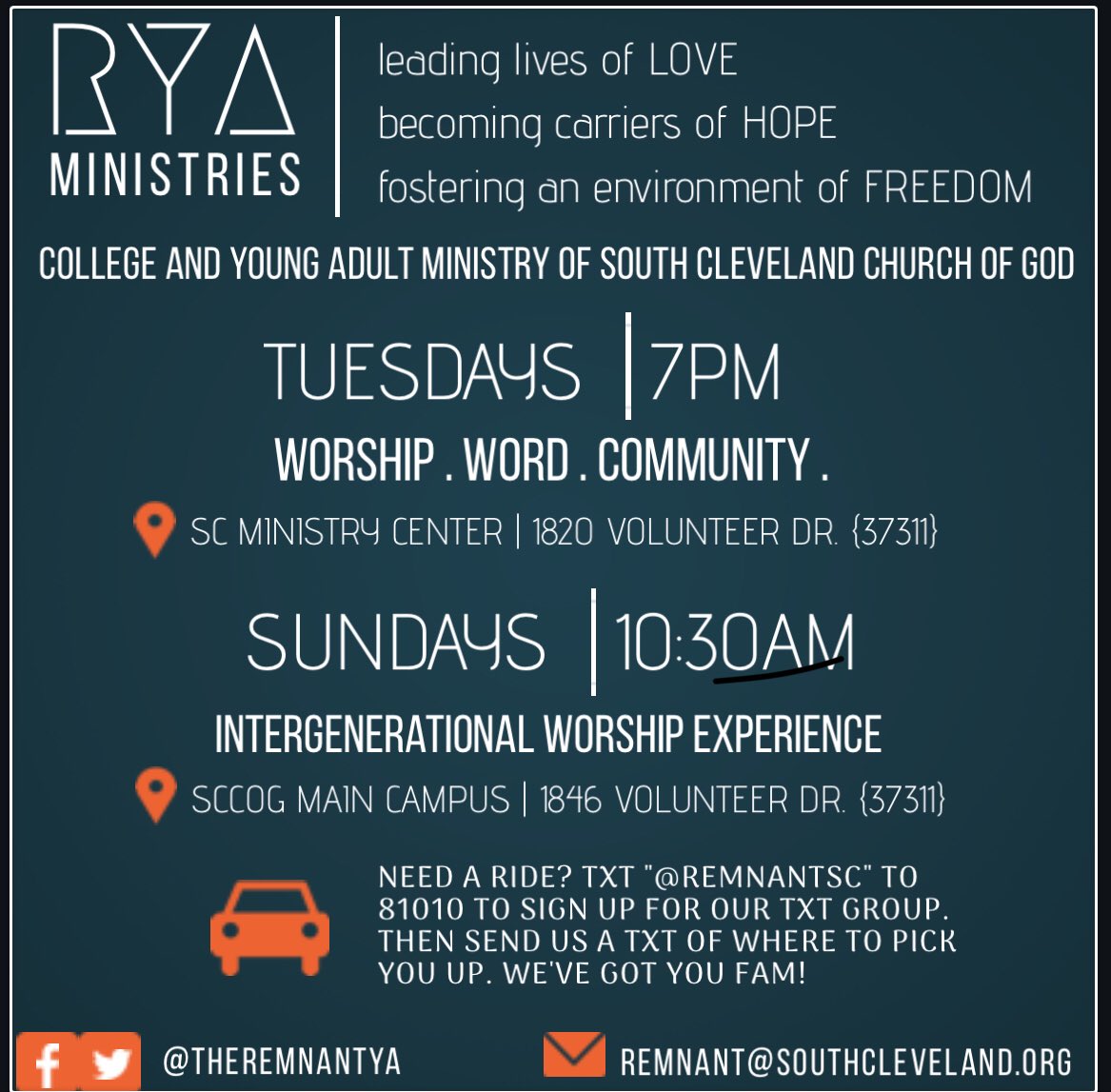 One. More. Day. 

RYA Launch 2018! 
Worship | Word | Community 

...and of course a 🌮 bar to celebrate year 4! 

Tuesdays at 7pm