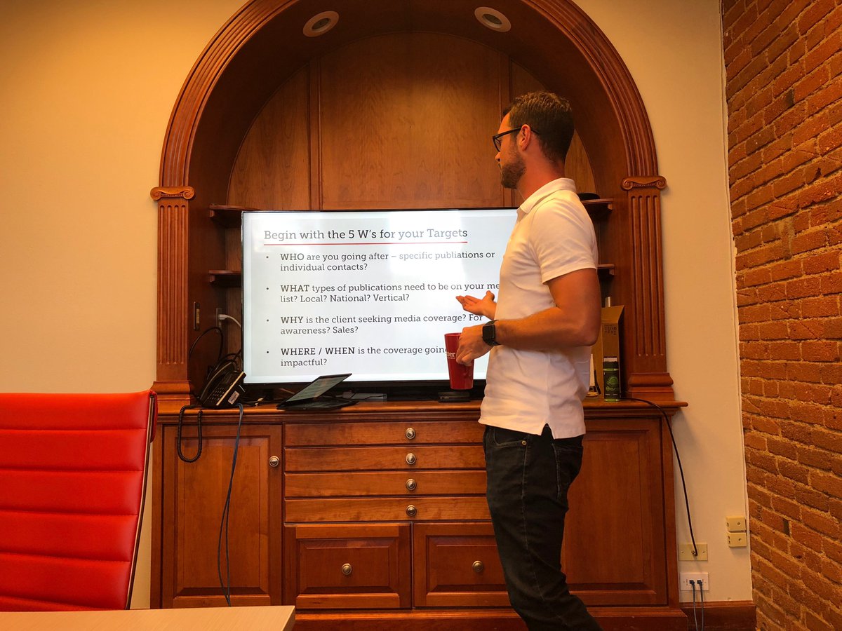 .<a href="/RySchin/">RySchin</a> hosted a great pitch workshop with the office this afternoon where he shared some tips, tricks and best practices to make sure you really grab a reporter's attention and earn your client some solid coverage!