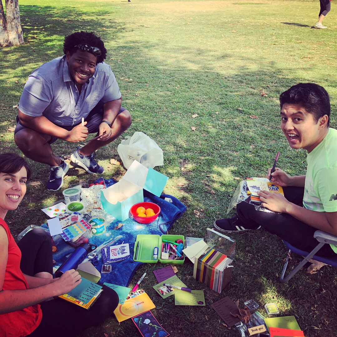 CarolynMWright's tweet photo. Beautiful day 4 #Potluck &amp; #Perks w/ @HumanityPlayPro. We celebrated the @AATENow conference &amp; wrote thank u notes 2 our @indiegogo #donors. ☀️ THANK U 4 making the #Right2Recess tour 2 Minneapolis a reality. #tya #theatre #theatreforyoungaudiences #aate18 #humanityplayproject https://t.co/TcsB9wJAvU