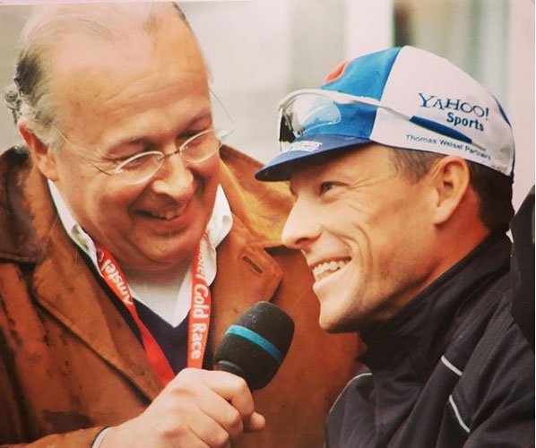 A well-known face in cycling: Lance Armstrong at the start of the Amstel Gold Race 2002 in Maastricht. Interviewer is of course Mart Smeets. yourcyclingphotos.com. #lancearmstrong #amstelgoldrace #martsmeets #cycling #cyclingpics #radfahren #cyclingphotos #radfahren