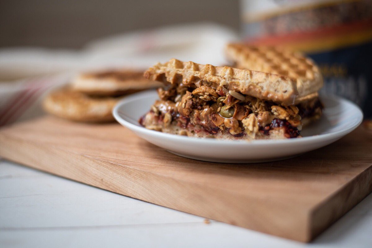 realgranolas's tweet image. How do you perfect perfection? Add Coconola and slap it between two waffles. 🙌#peanutbutterjellytime #realgranola #coconola