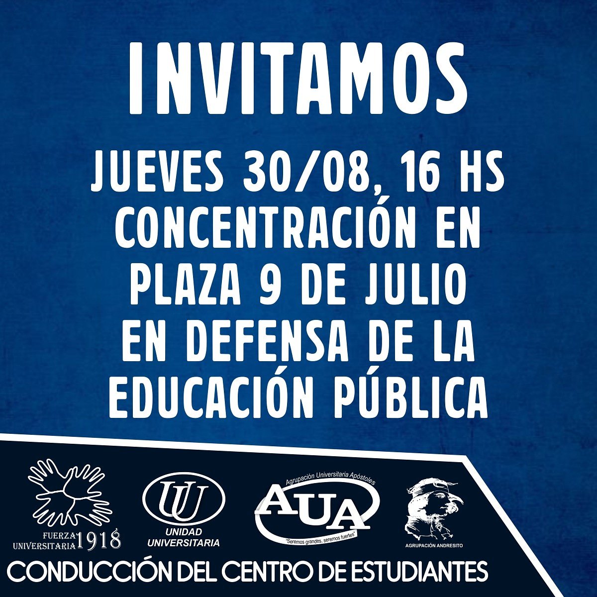exactascentro's tweet photo. ¡ATENCIÓN ESTUDIANTES!

Acompañemos a los docentes en su lucha por la recomposición del 30% del salario. Marchemos a favor de la Educación Pública, Gratuita y de Calidad, ES NUESTRO DERECHO, NO UN PRIVILEGIO. https://t.co/5MTaALZpia