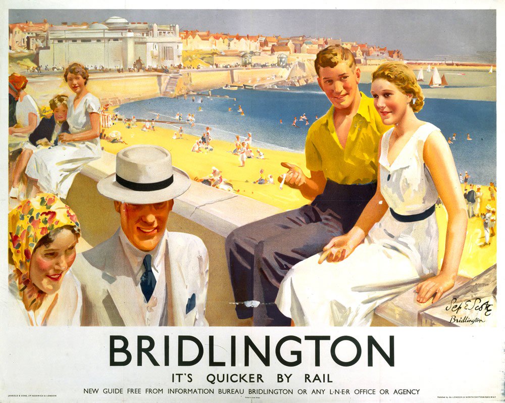 Bridlington 1 Railway Holiday Destination Advert Retro Vintage Picture Poster 