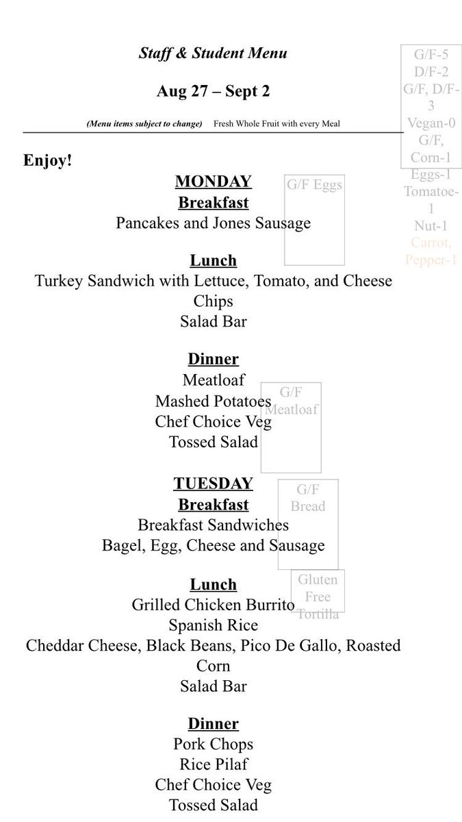 ccbcss's tweet image. Here’s what’s on the menu this week!