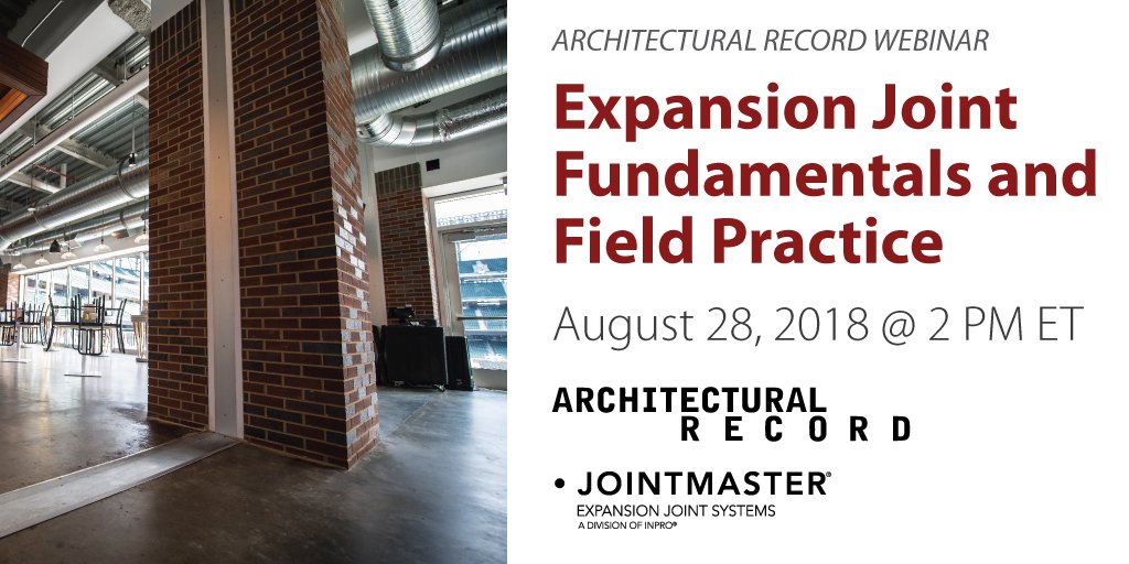 There's still time! You won't want to miss our #webinar on Expansion Joint Fundamentals and Field Practice. If you can't make it during the scheduled time, register anyway, and you'll be emailed the recording afterward! ow.ly/oY5x50ij3jH #expansionjoints