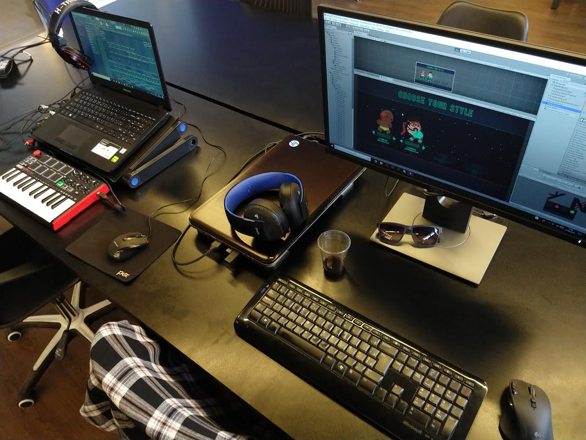sadzilla1's tweet photo. @seizestudios challenged us! You share a picture of your work desk and tag other (or others) game studios or developers to do the same. Use #gamedevdesk.

That's our desk and now we challenge @beholdstudios, @HungryBearDev and @GiveMeFiveGames https://t.co/UvE3Rg0hPv