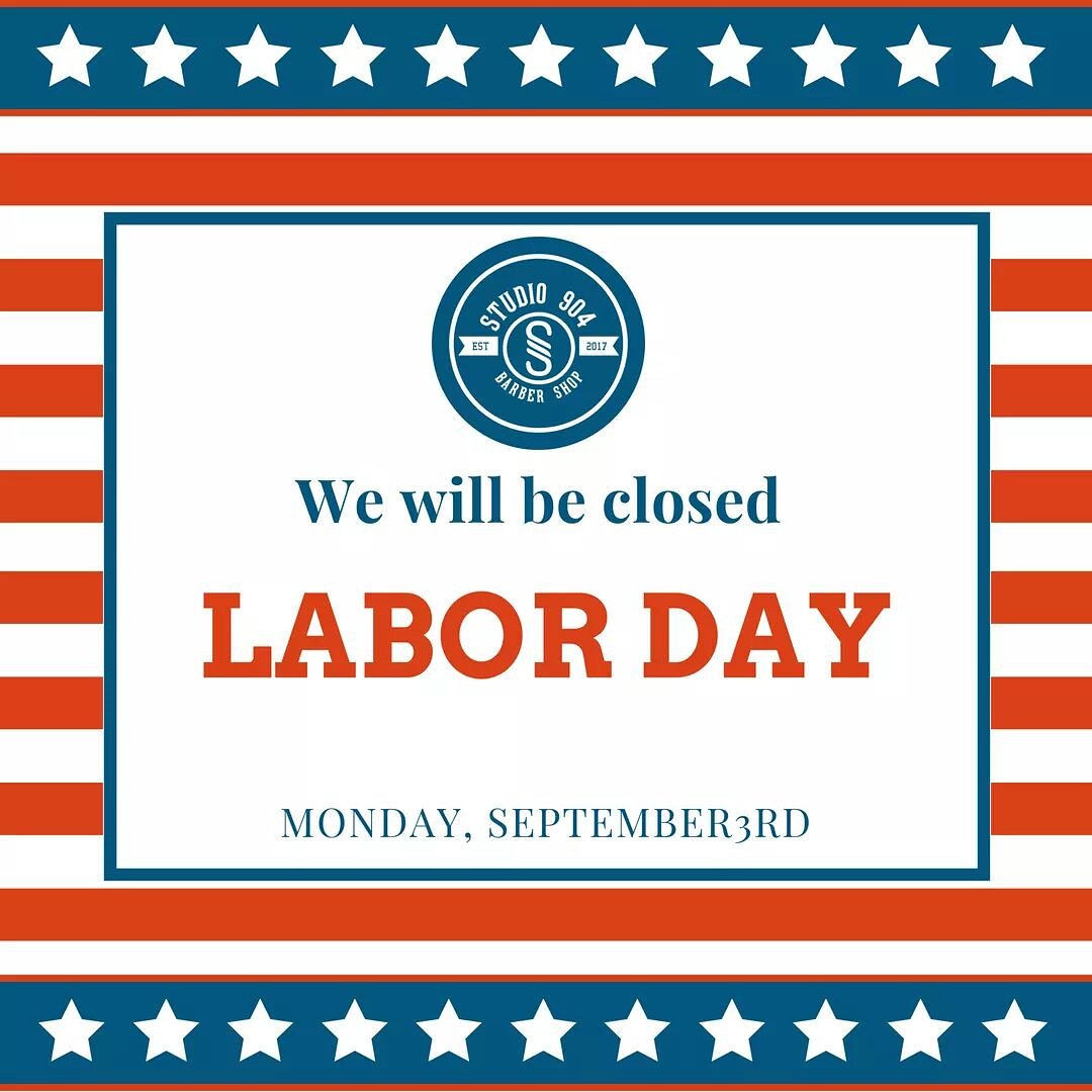 Studio_904's tweet image. Just a reminder! We will be closed on Monday September 3rd for Labor Day but we will reopen as usual on Tuesday September 4th at 9:00am!