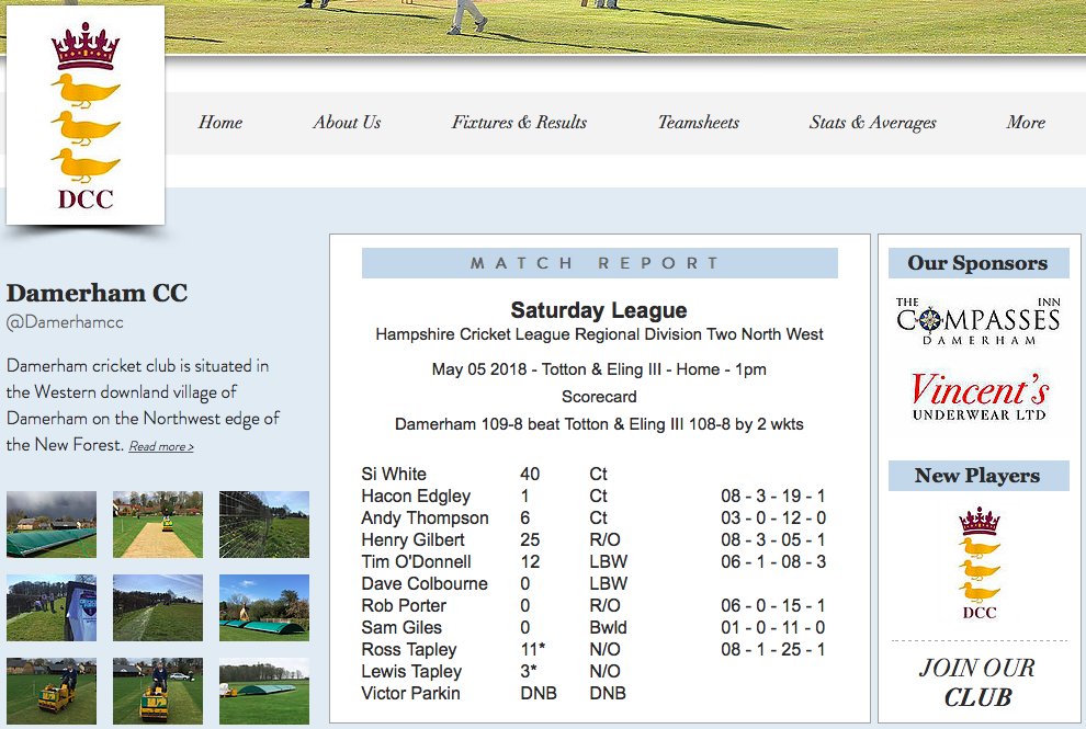 Dear all,

Its a big one. An epic if you like.

The big 2018 review + the final league game match report is now available on the website here… damerhamcc.com/dcc-v-ibm-hurs…

The 2018 Saturday league averages are also available on the website here… damerhamcc.com/copy-of-stats-…
