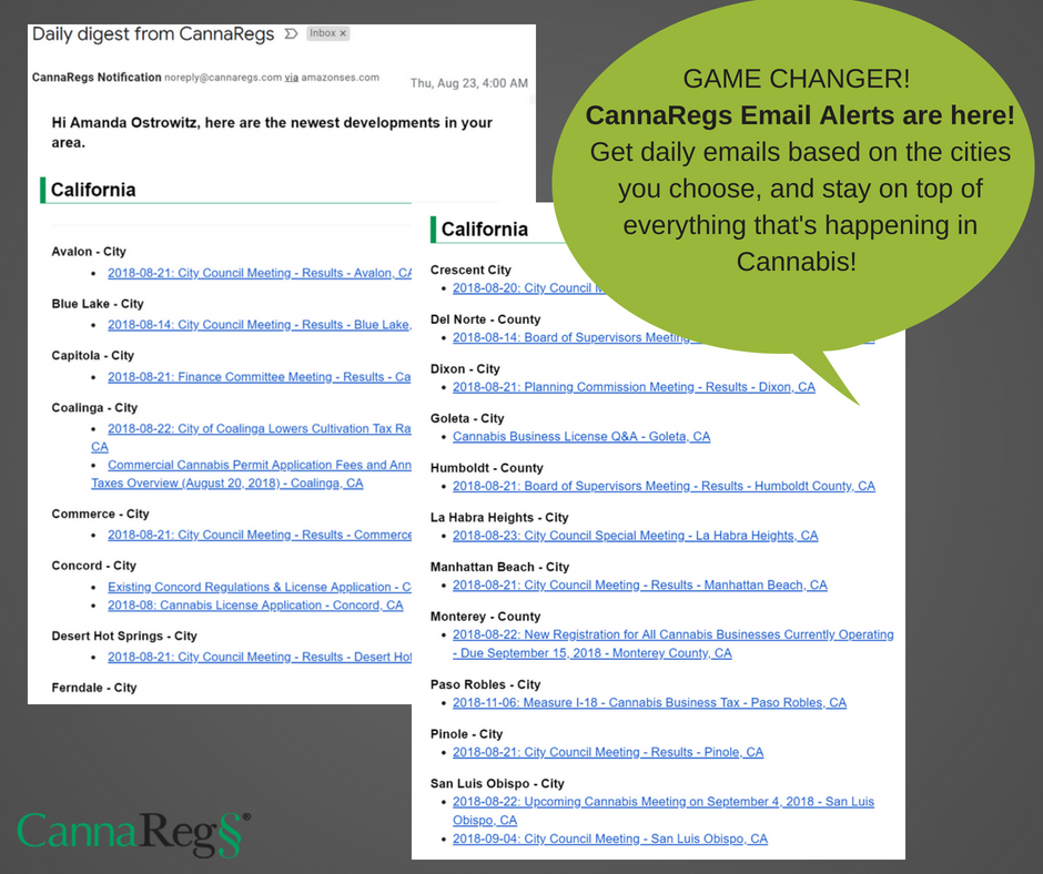 CannaRegs's tweet photo. EMAIL ALERTS ARE HERE! 
Get a daily emails based on the cities you choose, and stay on top of everything thats happening in Cannabis! 

#Cannaregs #cannabisindustry #californiacannabis #cannabislaws #cannabisalerts https://t.co/2IElWcGFk2