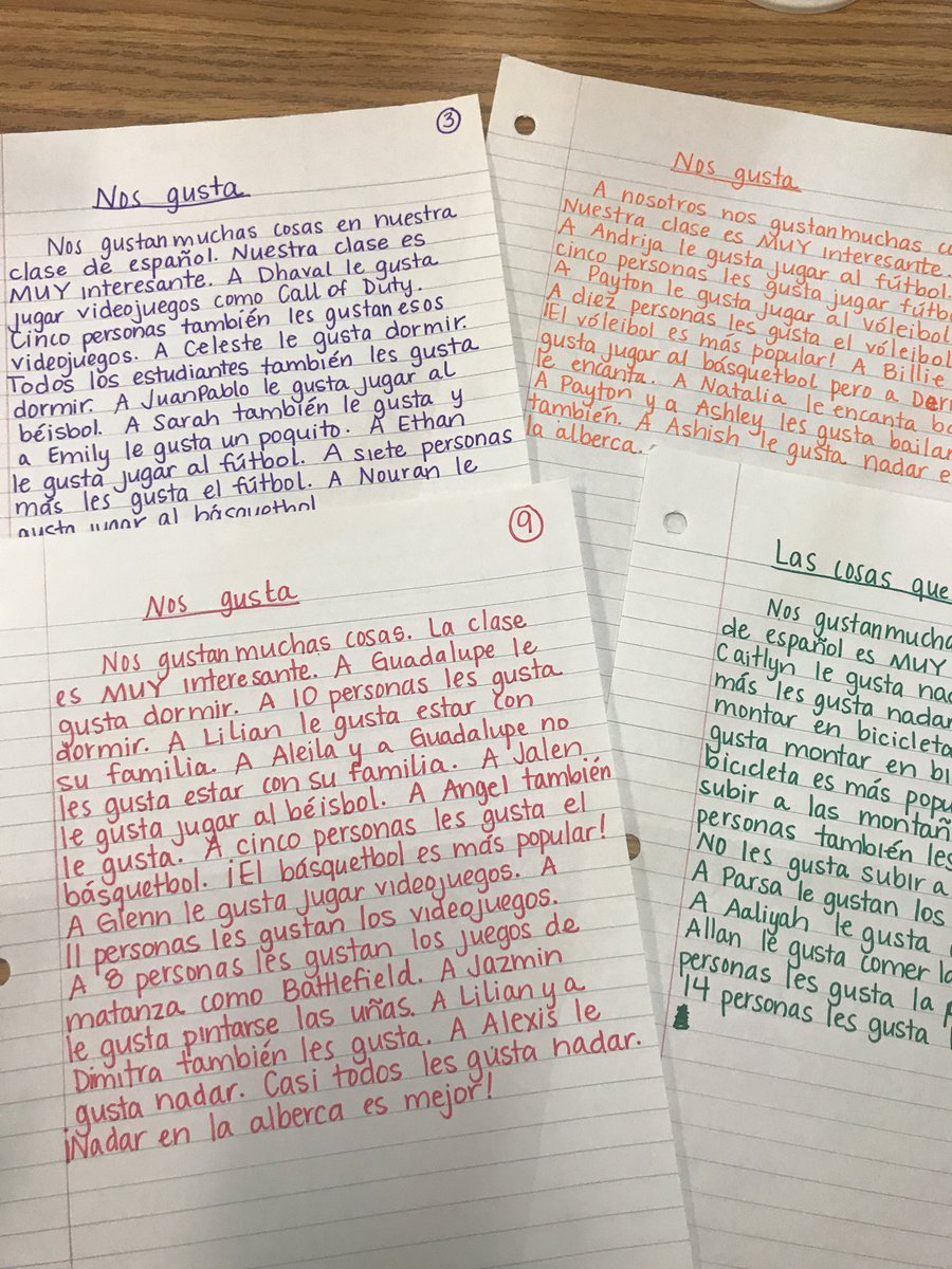 amazing work for our first shared writing in Spanish! 👏👏 4 days in and we can already produce so much! 📝 so much fun learning about what we all like in Spanish! 😊❤️😍🍎🍓🍕🏀⚽️⚾️🏊‍♂️🎼🎧🎨🎮 #megusta #spanishsuperstars #hereatgemini #d63sucess