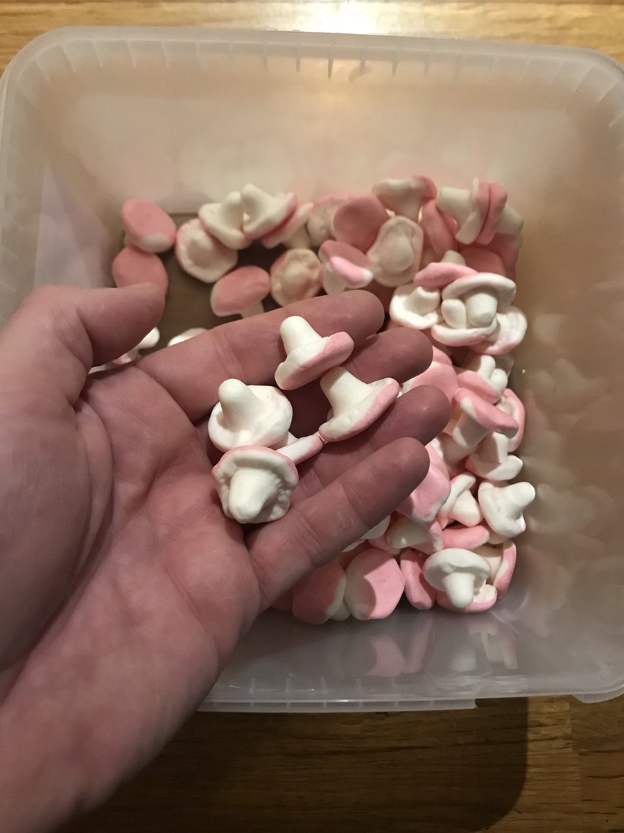 RonnieIrani's tweet photo. Who remembers these mushrooms 🍄 on the penny tray growing up? I am gradually eating through a large box via Sweden 🇸🇪 (Malaco) &amp; without fail these are the original 80’s Mushroom Sweet! Original penny tray “shrimps” next! #Original80’sSweets’s 😉 https://t.co/eb1MHbWUu1
