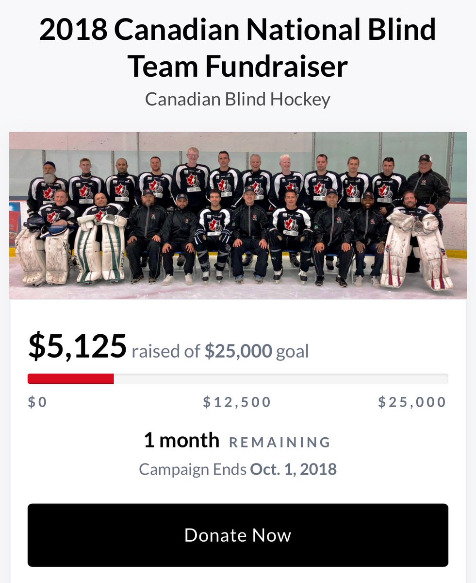 CDNBlindHockey's tweet photo. Team Canada Blind Hockey Team needs your help to get to Pittsburgh to take on Team USA on October 12-14. Click the link in our bio and help out! All donations are generously appreciated. Team Canada Blind Hockey Team thanks you https://t.co/6b7KVNPDLG
