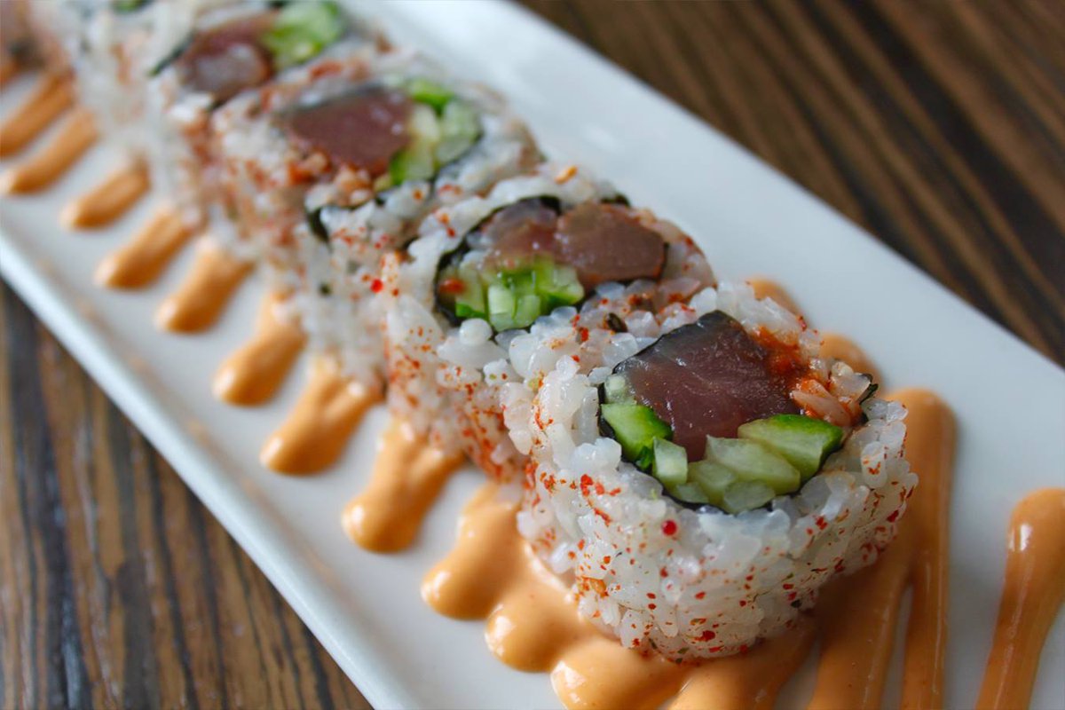 Happy Monday! Visit Ten Prime Steak &amp; Sushi and indulge in our 1/2 off sushi &amp; bar menu weekdays from 3-6pm <a href="/TenPrime/">10 Prime</a> . Ten Prime's Spicy Tuna Roll.
(Cucumber, spicy mayo, togarashi, scallions.) #tenprime #halfoffsushi #steakandsushi #beststeakhouse #foodPorn #pvd #pvdeats