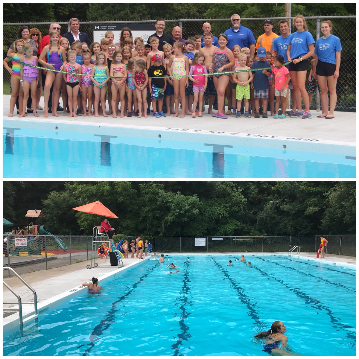 Dave_Augustyn's tweet photo. Thanks @VBadawey, MP, Cllrs Durley & Papp, Town Staff, and summer campers for commemorating the rehabilitation of Marlene Stuart Streit Park Pool w $69,600 Federal Gov’t funding! The project extended the pool’s life, improved safety and increased accessibility! #ImprovingPelham https://t.co/eugz6FjpIl