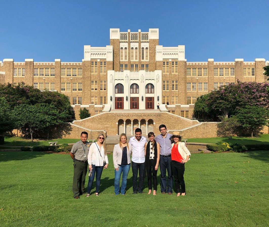 ACYPL's tweet photo. #acyplARG wrapped up in AR with a visit to @Walmart's HQ where they also saw the Walmart Museum, a stop at historic Little Rock Central High School & a meeting with @rep_stevewomack (R-AR). Thanks to ACYPL alum & trustee @cooperangieb for creating such a memorable visit! Onto CO! https://t.co/kLC7Ch2nn3