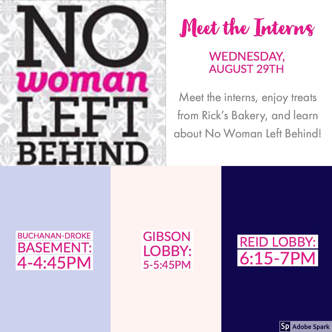 In TWO DAYS! Join us for a marathon program in Buchanan-Droke, Gibson, and Reid and get to know No Woman Left Behind!