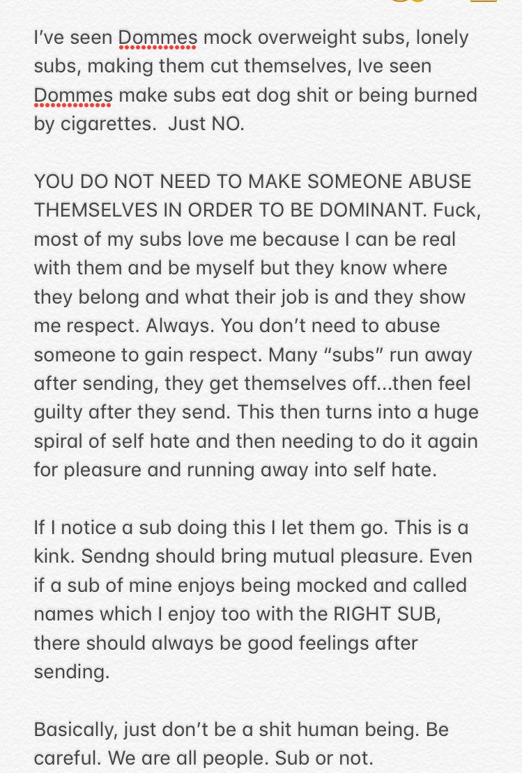 QueenMLondon's tweet photo. I have no issue with calling people sissy bitches and being mean if we both enjoy it but if a sub uses #findom as a way to abuse himself or “self harm” - 

NO. 

RT the fuck out of this note I just wrote because this needs to be heard. 

👇🏼
@tonybobo3 @DirkHooper @RTSLUTT2018 https://t.co/zx7GVDPpZ5