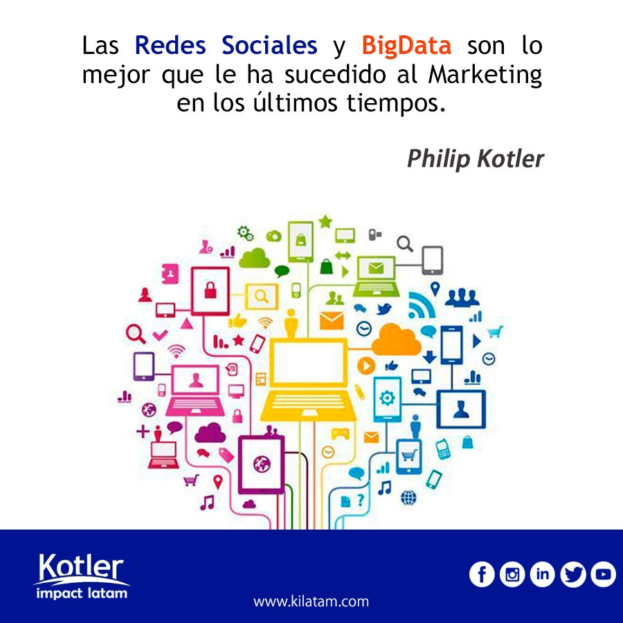 REDES SOCIALES &amp; BIG DATA ALIADOS DEL MARKETING
#FraseLunes #philipkotler #Kotler #BigData #RRSS #SocialMedia #RedesSociales #BigData #certificate #SoyImpactoKotler #SoyLatam