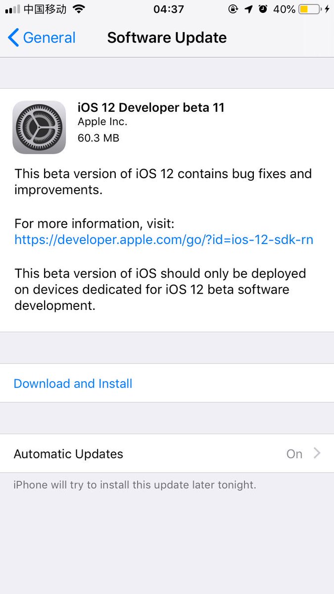 abskoop's tweet photo. iOS 12 beta 11 is coming #iOS12 #iOS12DevBeta11 https://t.co/4XGn7YLC2d